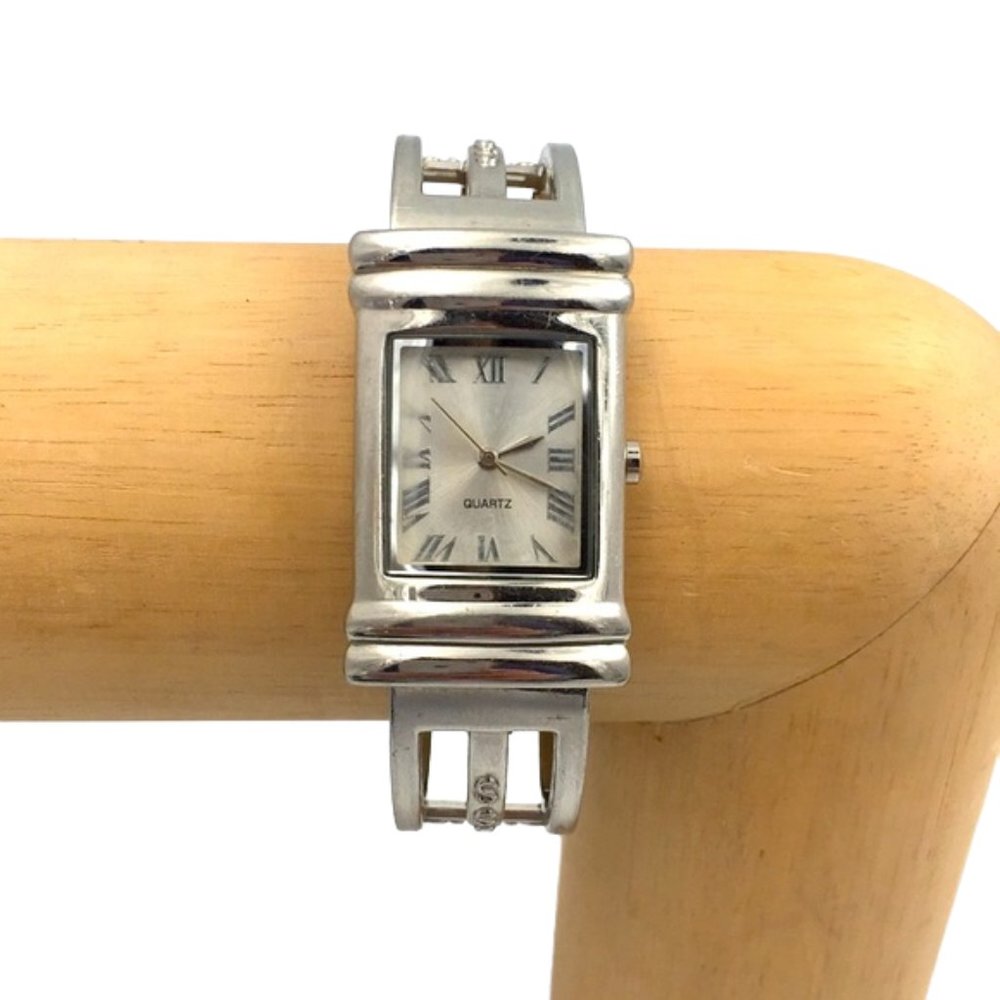 Rectangular Art Deco Cuff Bangle Bracelet Watch - image 6